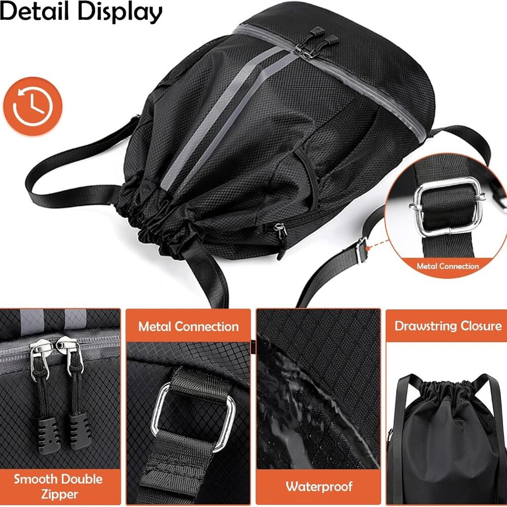 Drawstring Backpack Gymbag Water Resistant Sports… - image 4